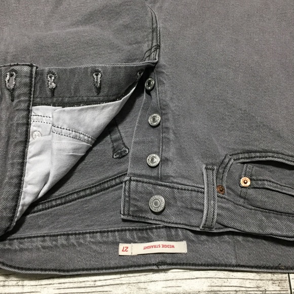 Levi’s Wedgie Straight Jeans Women’s 27 Gray Button Fly Stretch (Inseam 26) - Picture 9 of 10